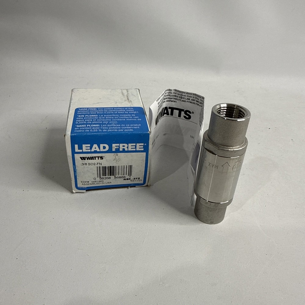 Watts 3/8 Sd2-Fn Backflow Preventer, Size 3/8", 200 Psi