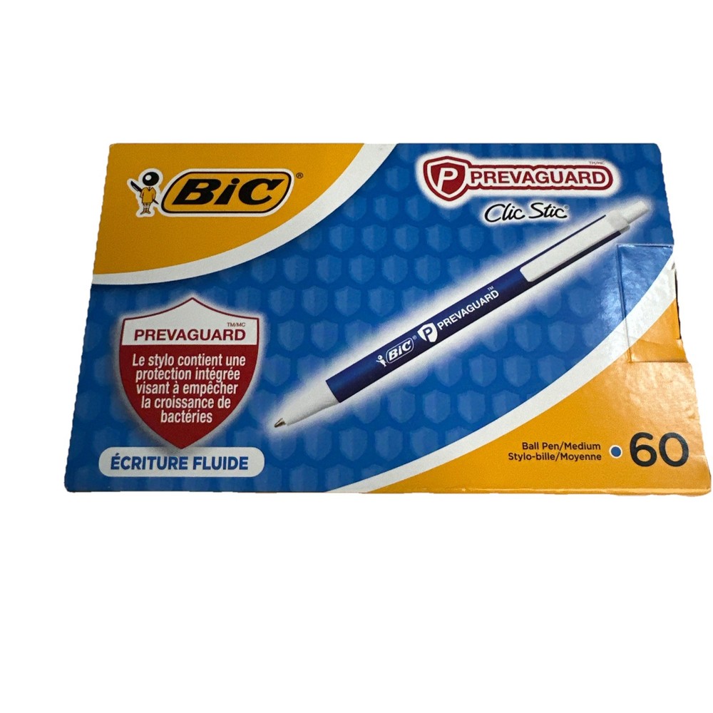 BIC - 60 COUNT - Clic Stic Retractable Ball Pen, Versatile Medium Point, Blue