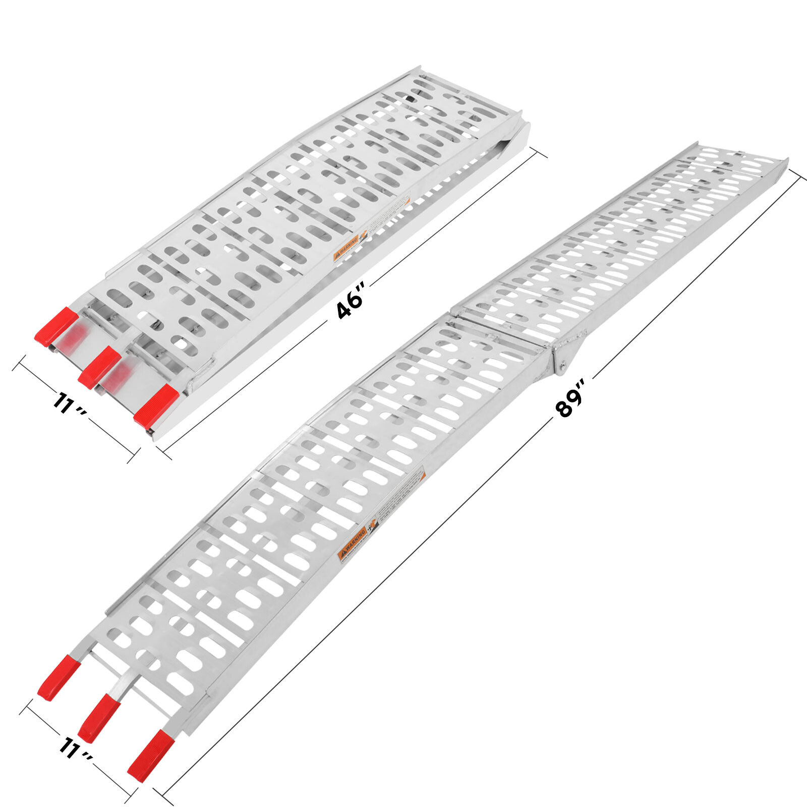 Pair 7.5 ft Aluminum Arched Motorcycle ATV/UTV Truck Lawn Folding Loading Ramps