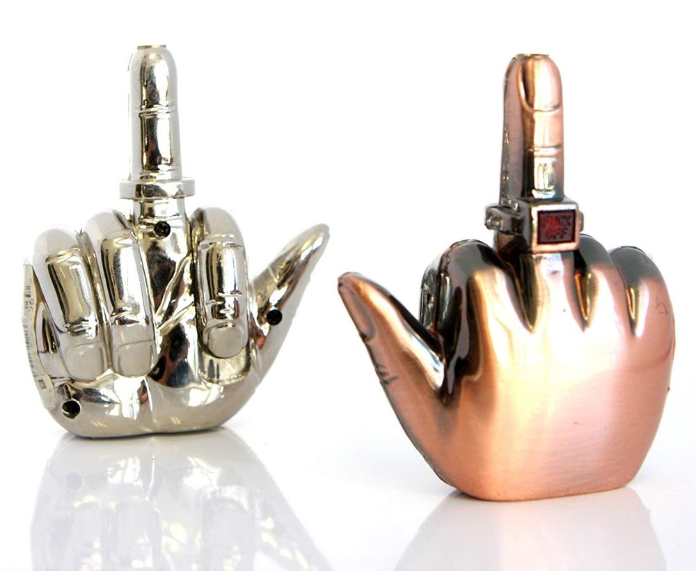Novelty Shooting Flame Middle Finger, Butane Refillable Lighter, 1282