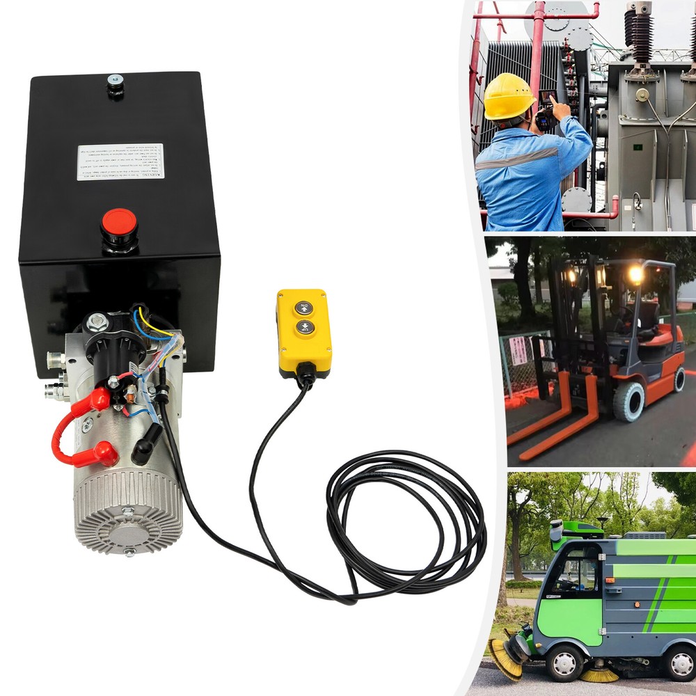 15qt Single Acting Hydraulic Pump 12V DC Dump Trailer Power Unit & Wired Control