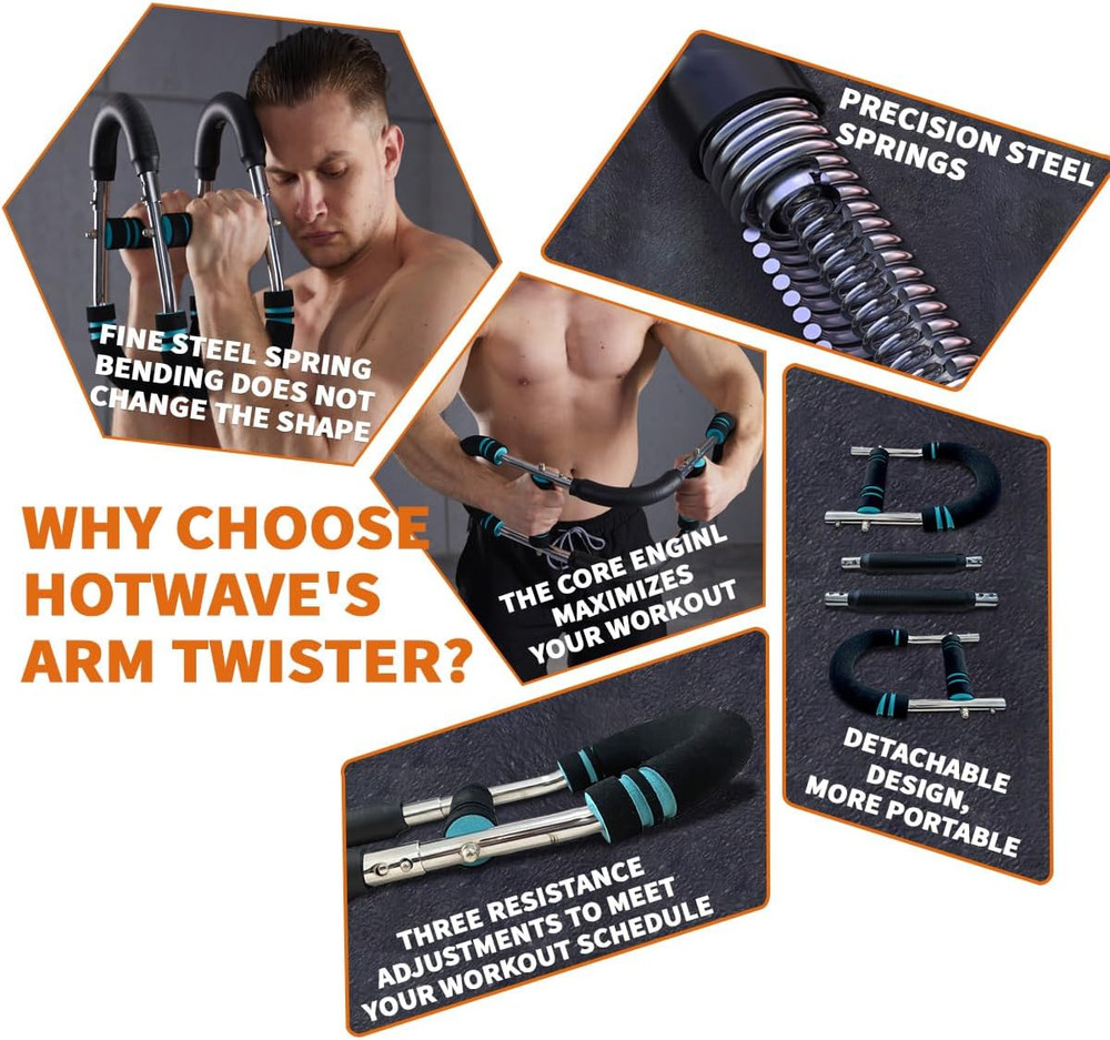 Twister Arm Exerciser,Adjustable Spring Workout Bar, Forearm Triceps Chest En...