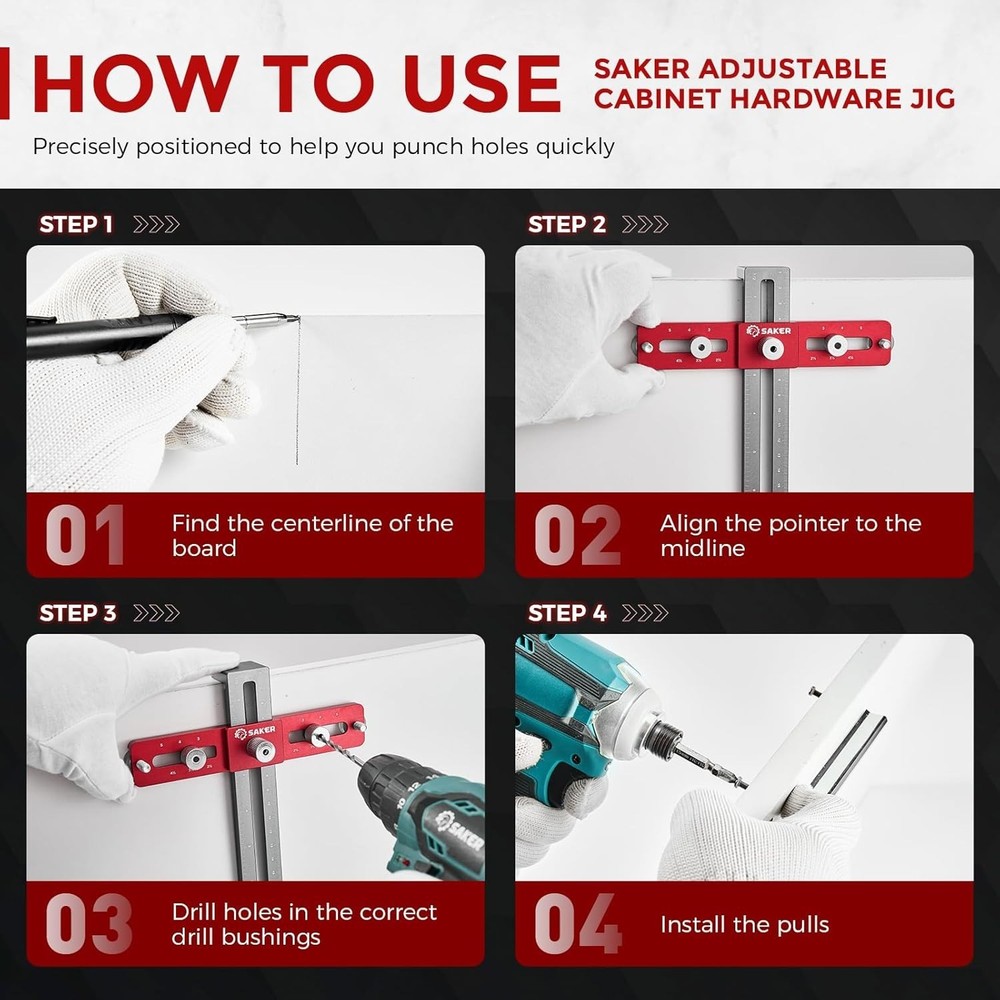 Cabinet Hardware Doweling Jig Adjustable Cabinet Template Tool for Knobs,Handles