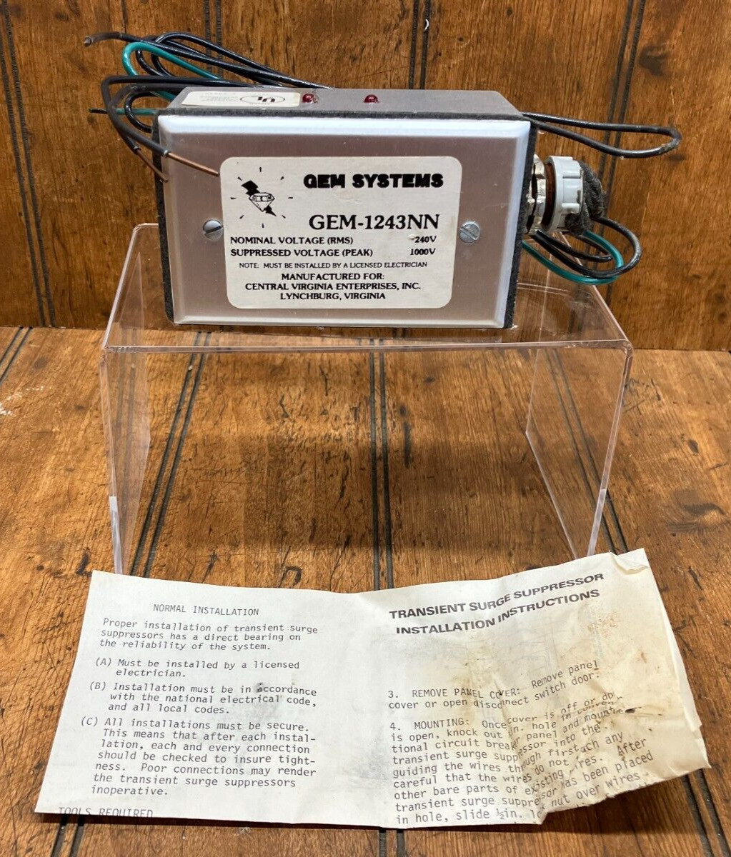 NEW Gem Systems GEM-1243NN Transient Surge Suppressor Nom 240V Suppressed 1000V