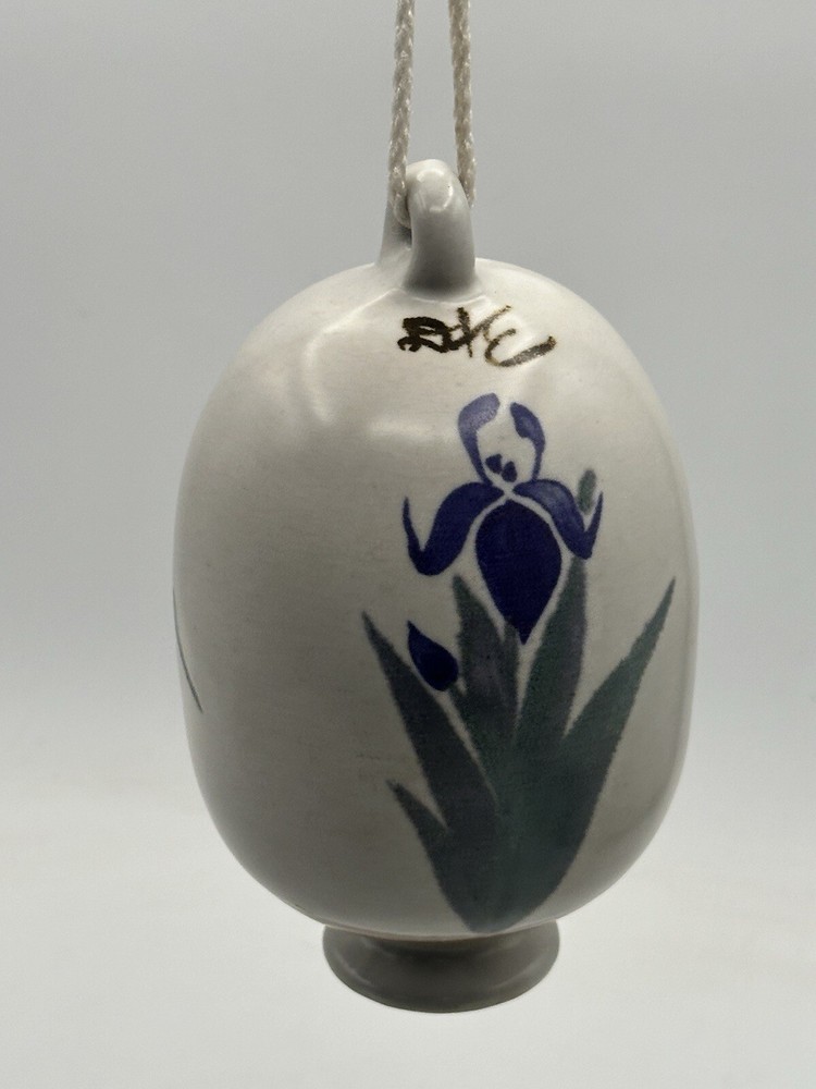 Stoneware Wasp Trap Hand Crafted Studio Pottery With Iris Flowers Signed
