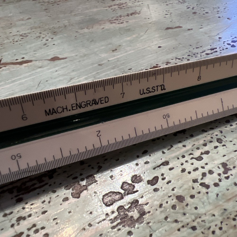 Alvin 247P 12" Triangular Drafting Engineer Scale Ruler Tri-Color EUC