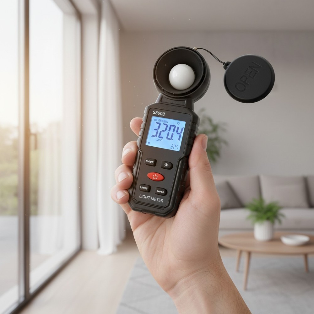 Professional Digital Light Meter 18,500 FC with Backlight & Data Hold Features