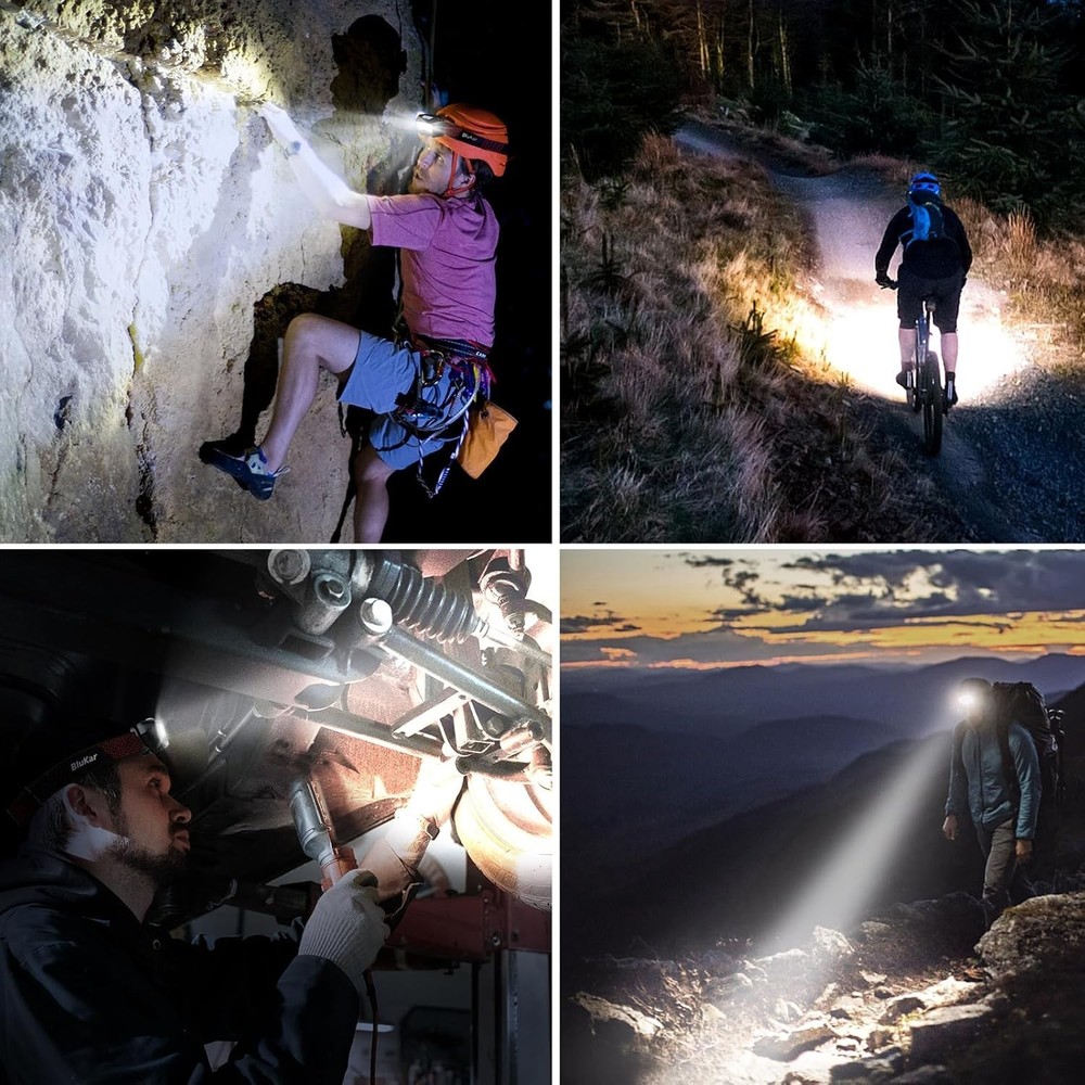 Dimmable LED Headlamp - 2000L, Rechargeable with Adjustable Beam & Motion Sensor