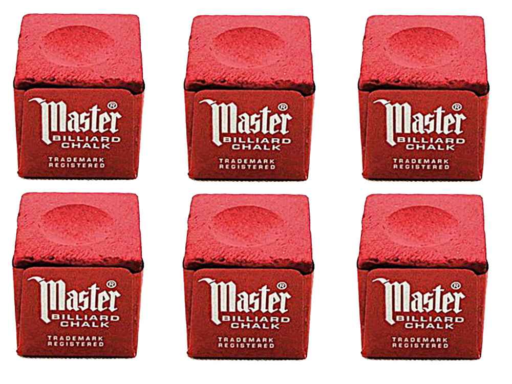 Master 6 Red Billiards Pool Cue Chalk