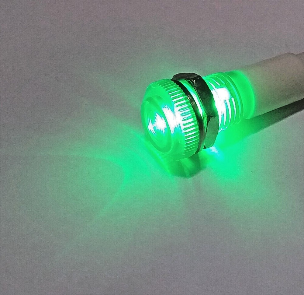 BBT 12 volt DC Waterproof Low-Profile Green LED Indicator Light