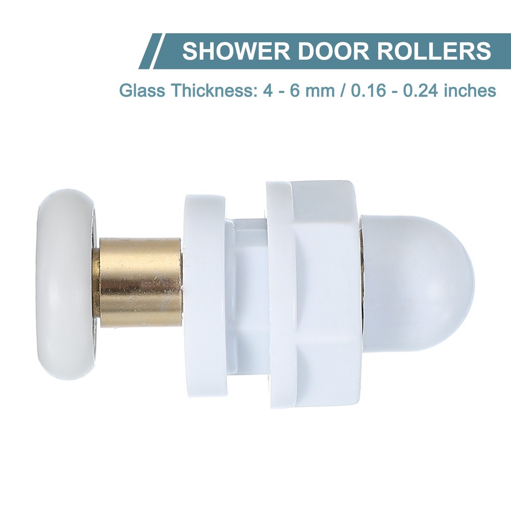 4 Pcs 19mm Shower Door Rollers Copper Rod Pulley Wheels Replacement White