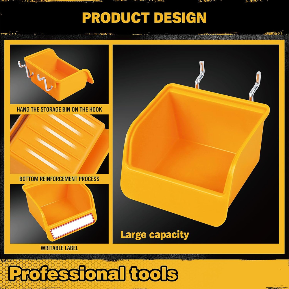 ELEAD Pegboard Bins Organizer Set 12-Pack - Durable Storage Tray for Screws, Nut