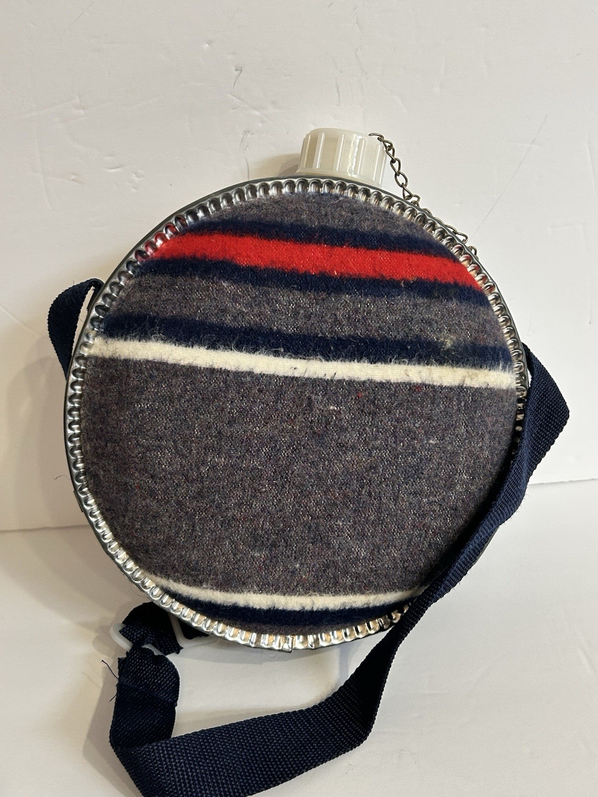 WOOL BLANKET COVERED VINTAGE METAL CANTEEN