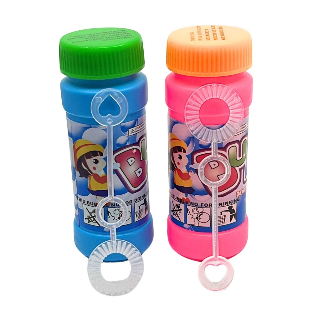 Kids Bubble Solution Bottles with Blower Wands: 2 Bottles