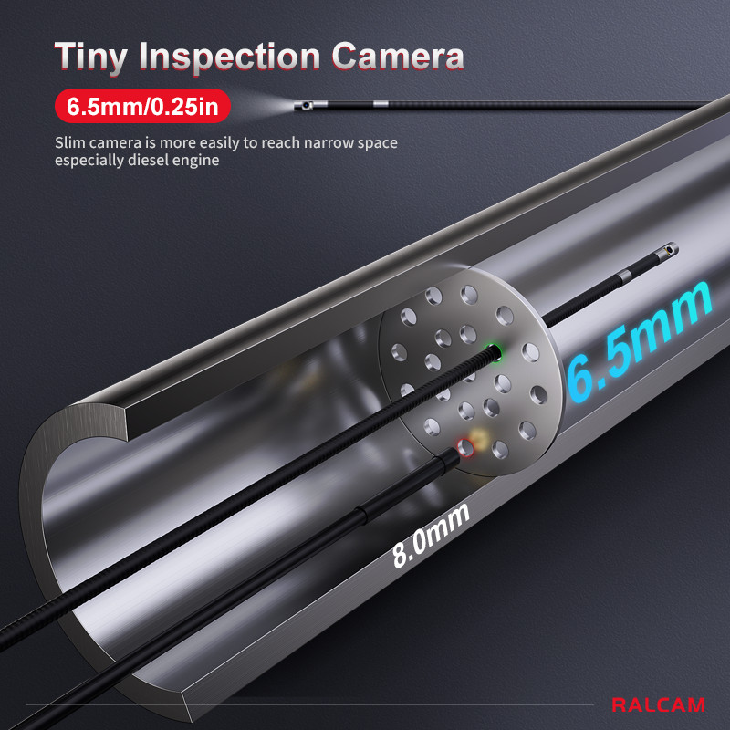 Ralcam Dual Lens Articulating Borescope 5" Endoscope Inspection Camera 5FT Semi