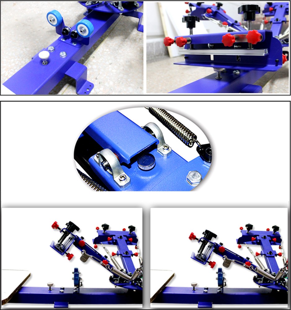 4 Color Screen Printing Kit Table Press Printer with Consumables Pigment & Frame