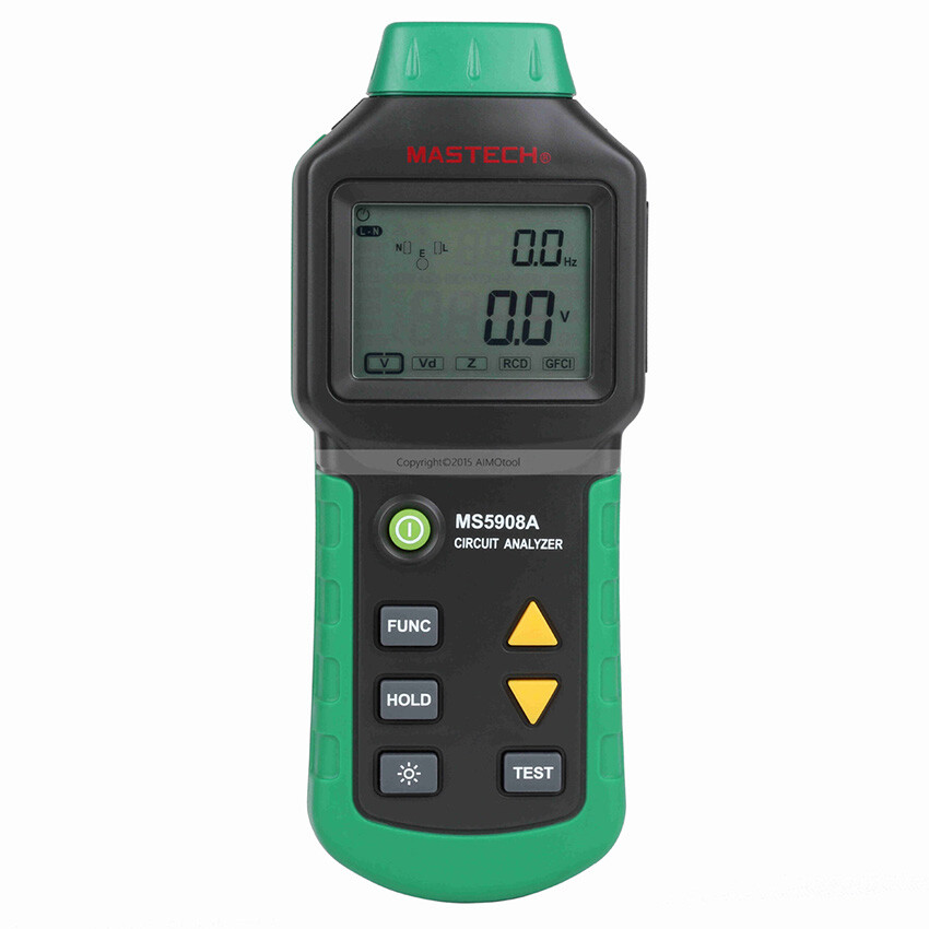 Mastech MS5908A RMS Circuit Analyzer Tester 110V RCD GFCI Socket Tester
