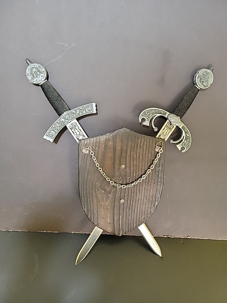 Vintage Dragon Double Dagger Sword Wall Plaque
