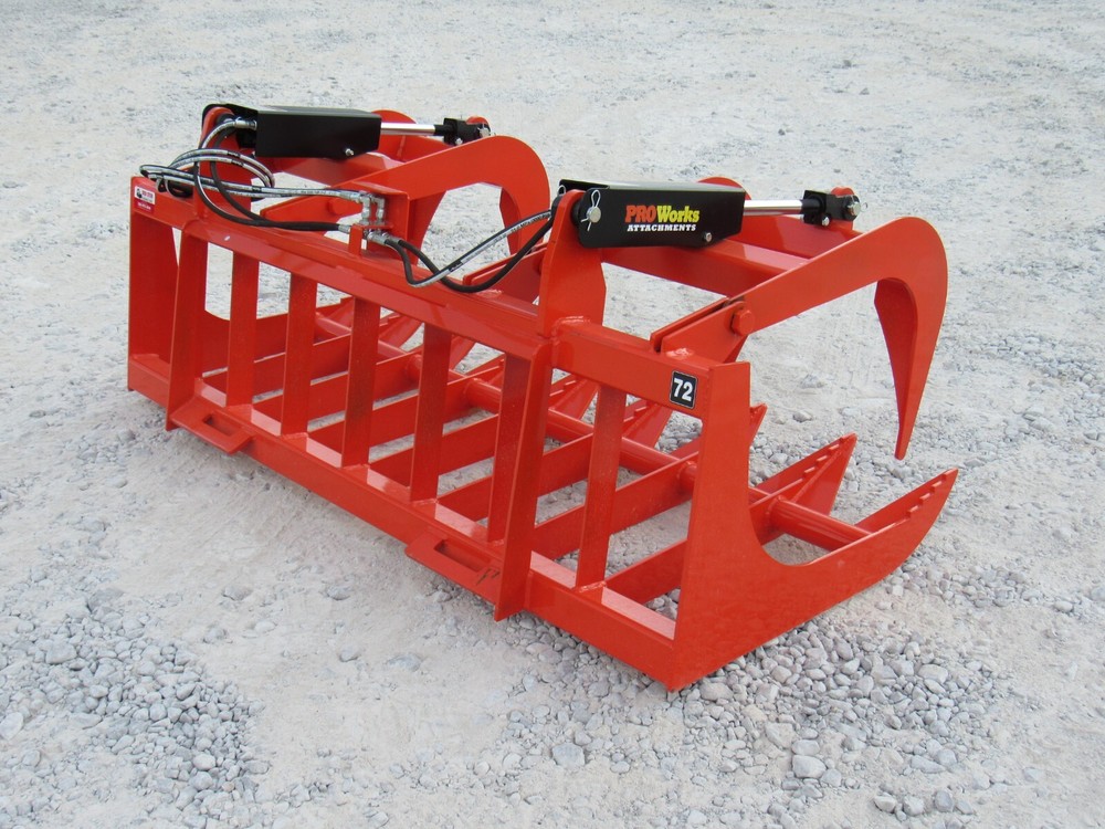 72" Root Grapple Bucket and 48" Long Pallet Forks Attachment Combo Quick Attach