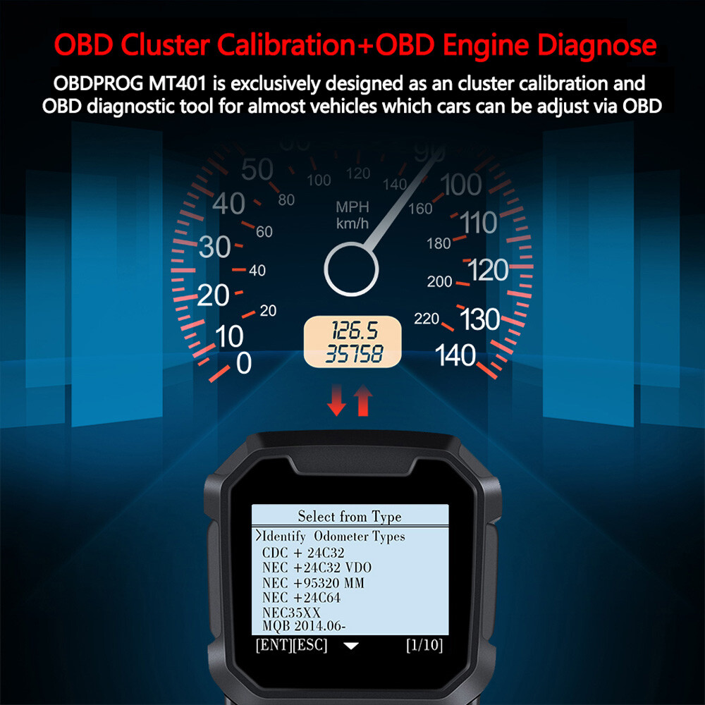 OBDPROG MT401 Professional Mileage Adjustment Odometer Correction Tool OBD2 Scan