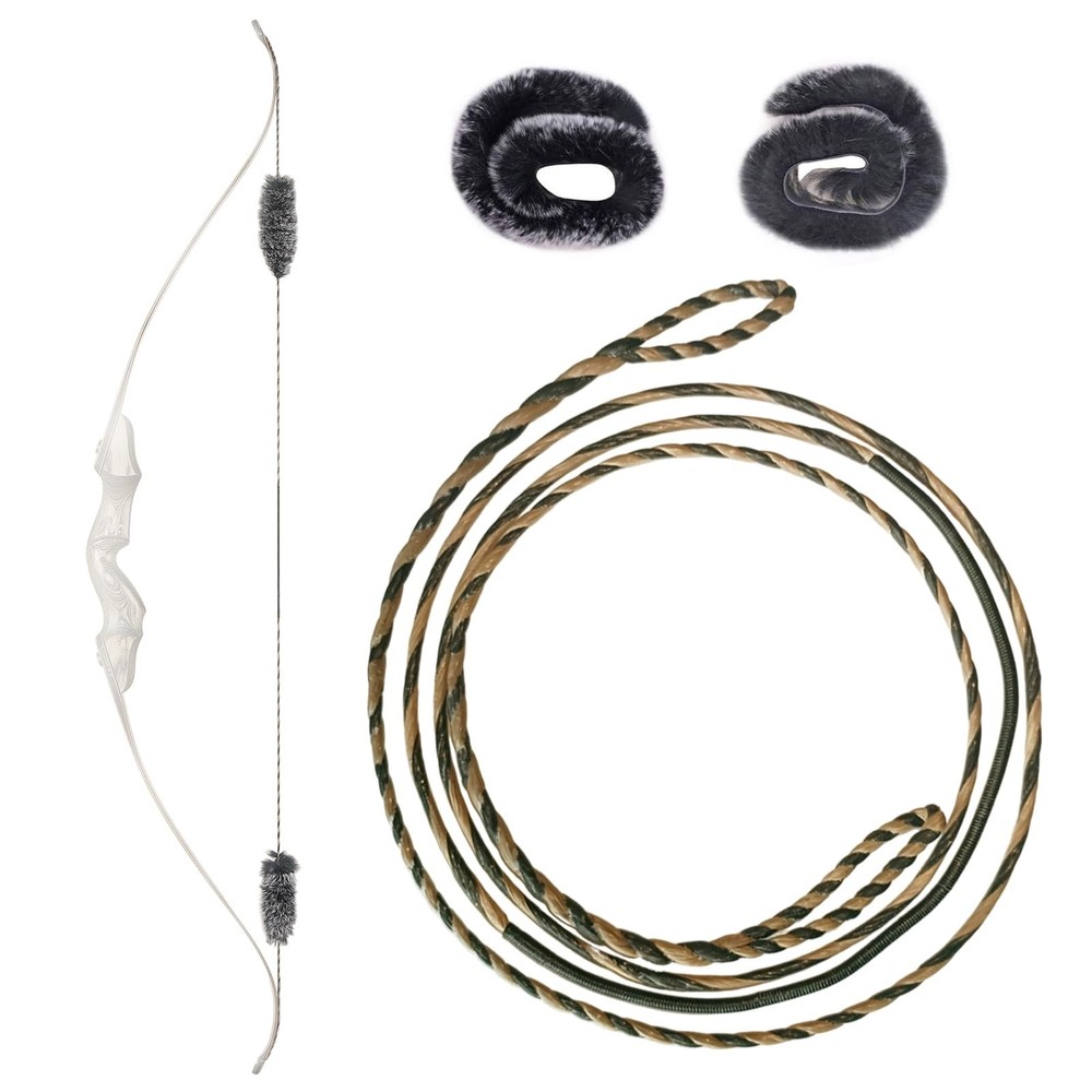 16-Strand Handmade Flemish Bowstring Replacement + Rabbit Fur Silencers for Recu