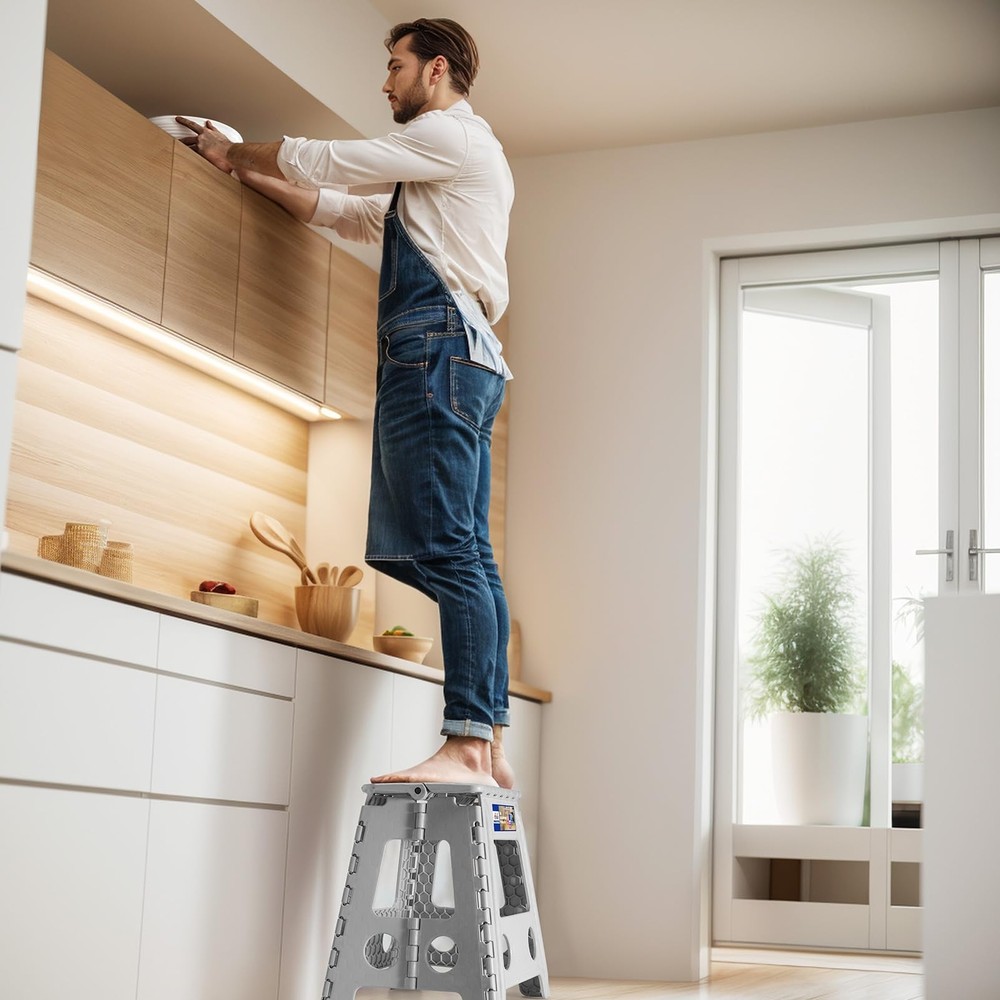 Folding Step Stool Foldable 16 Inch Stool 400 lbs CapacityPlastic Stools for ...