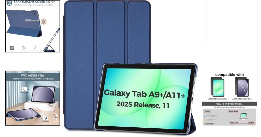 Elegant Hard Shell Tablet Case for 11" Galaxy Tab A11+/A9+ Plus - Translucent