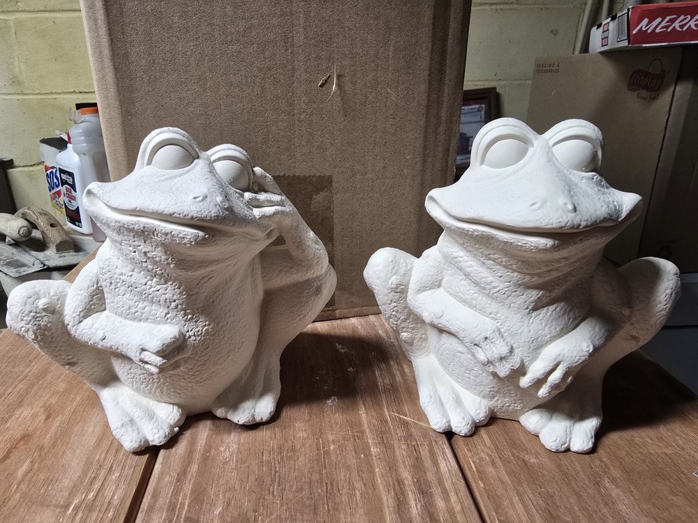 Two frogs 6" tall Ceramic Bisque Ready To Paint