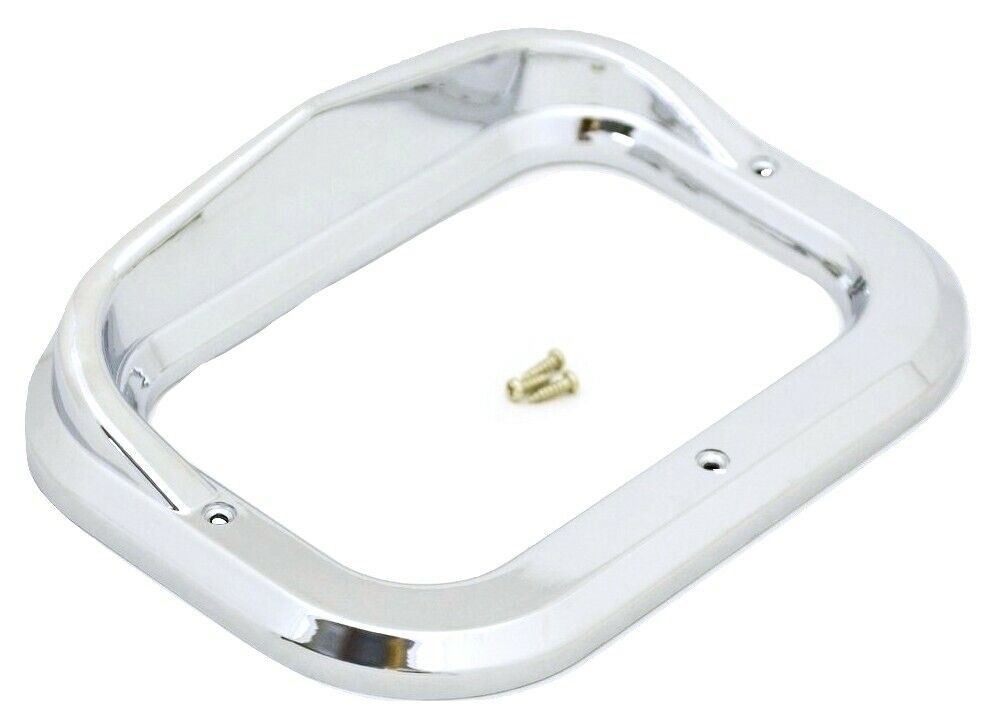 Rectangular Light Bezel with Visor Chrome Plastic 3 Screw 5 5/16" UP#10485 Pair