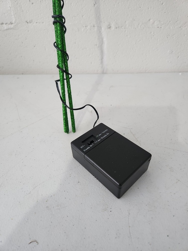 Bethleham Light Green Glitter Sprig With Led Light Timer Twinkle Battery Powered