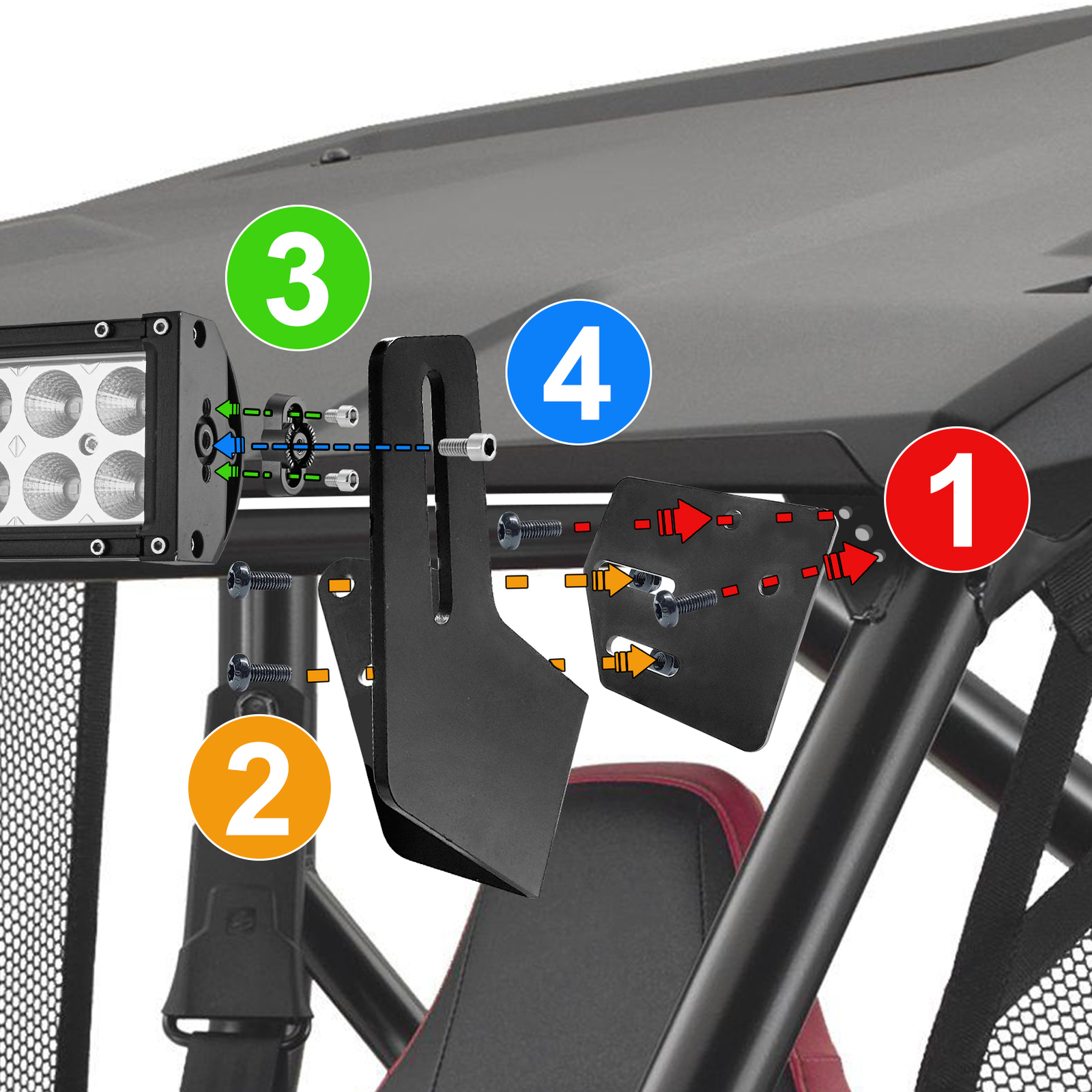 For Honda Talon 1000X-4 1000R Roof 42'' LED Light Bar Bracket Wire Kit+2x3" Pods