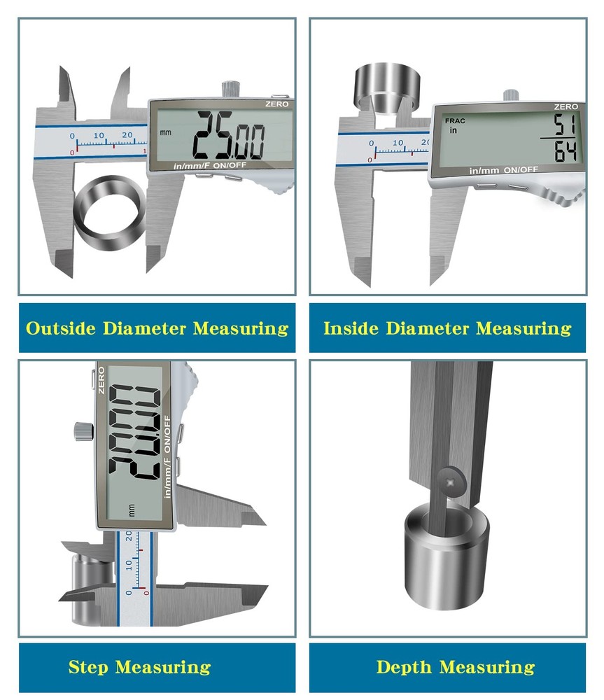 Digital Calipers, 6" Vernier Caliper- Electronic Micrometer with Large LCD Sc...