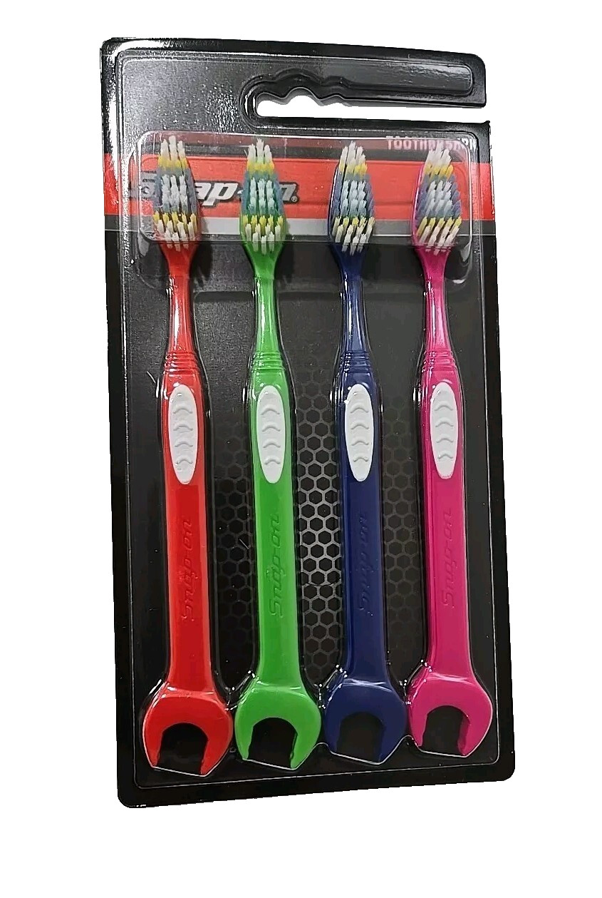 4X Pack Snap on tools Toothbrush Red, Green, Blue & Pink Flank Drive Toothbrshpk