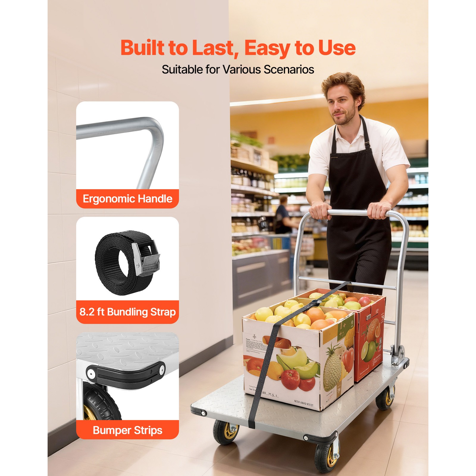 Uimoso Foldable Platform Cart 2000lbs Capacity Heavy Duty Hand Truck with Wheels