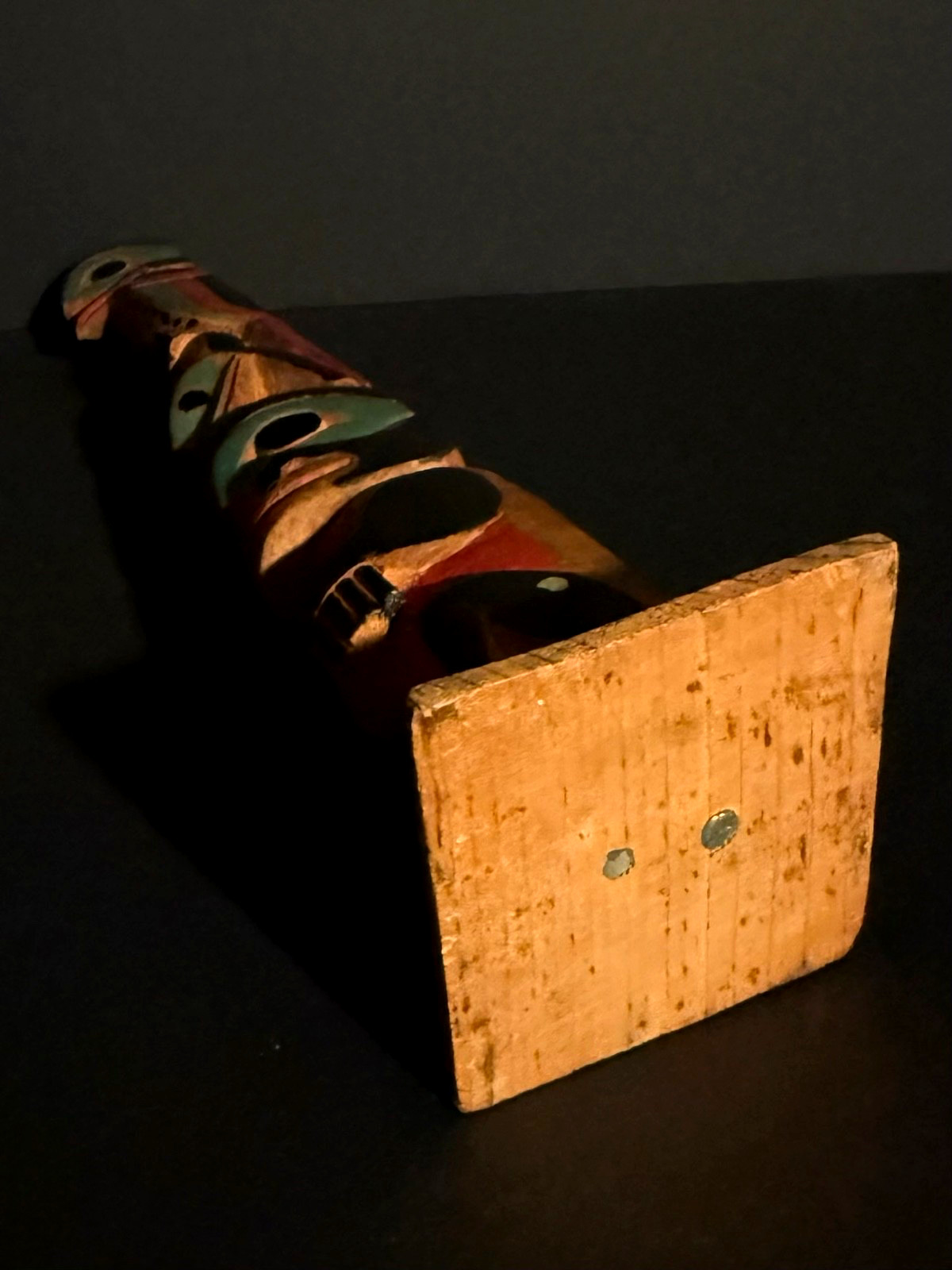 BEAUTIFUL 1930s AK/NW COAST CARVED & PAINTED CEDAR 3-FIGURE TOTEM POLE,EXCELLENT