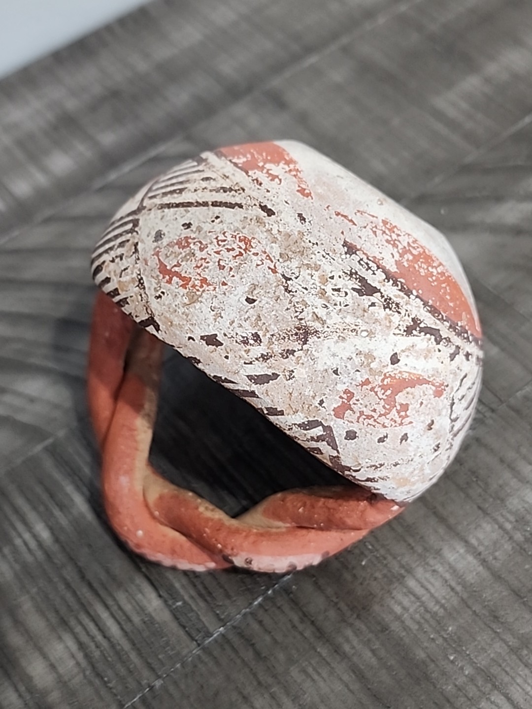 Isleta Pueblo Indian Pottery Bowl With Braided Handle