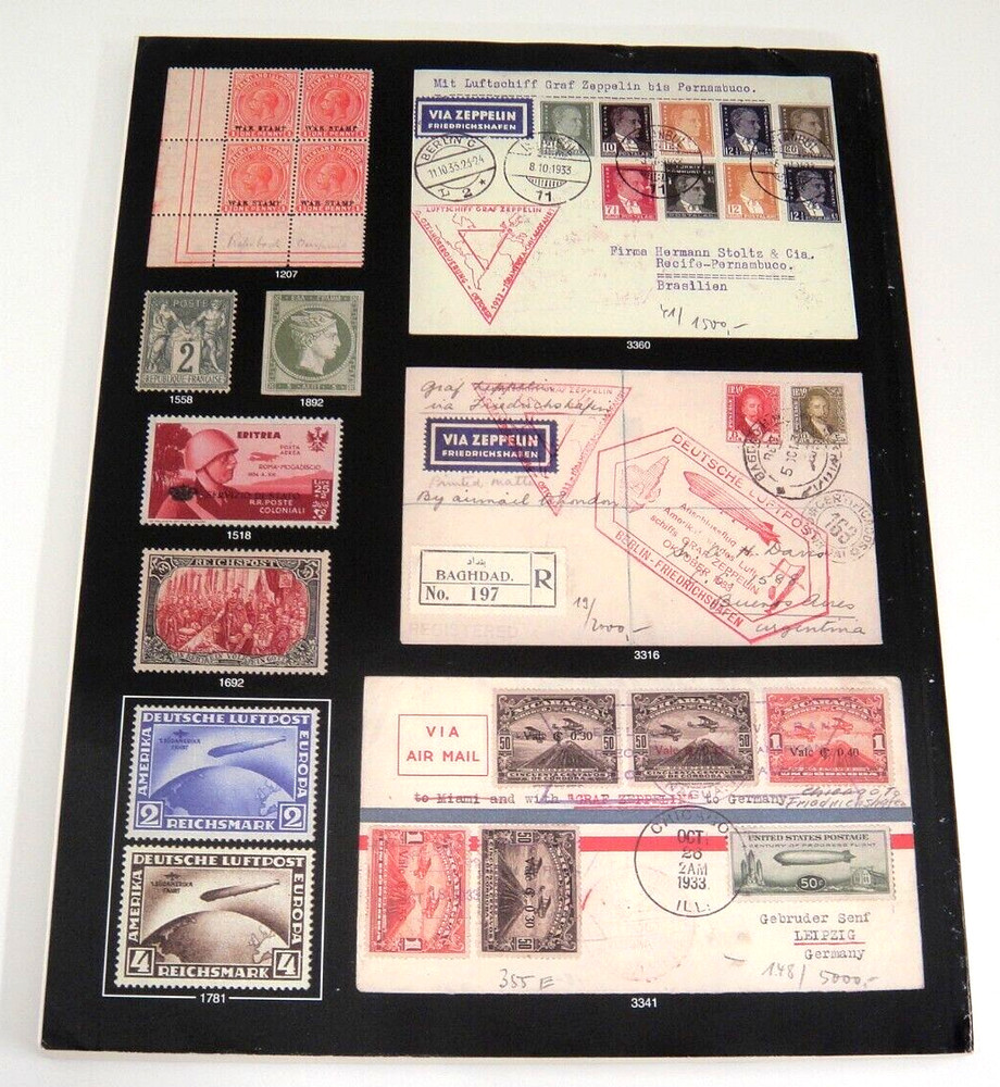 Regency Stamp Auction Catalog 1998 Chicago Zeppelin Flight First Israeli FDC