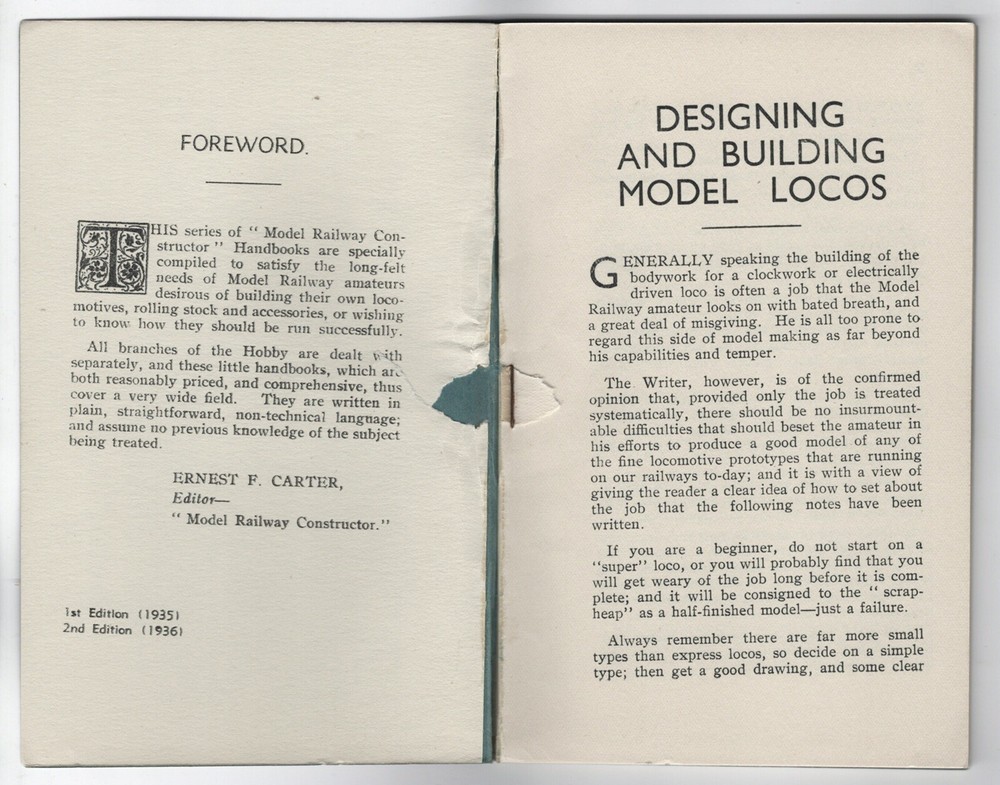 1936 DESIGNING BUILDING MODEL LOCOS MODEL RAILWAY CONSTRUCTOR HANDBOOK NO1