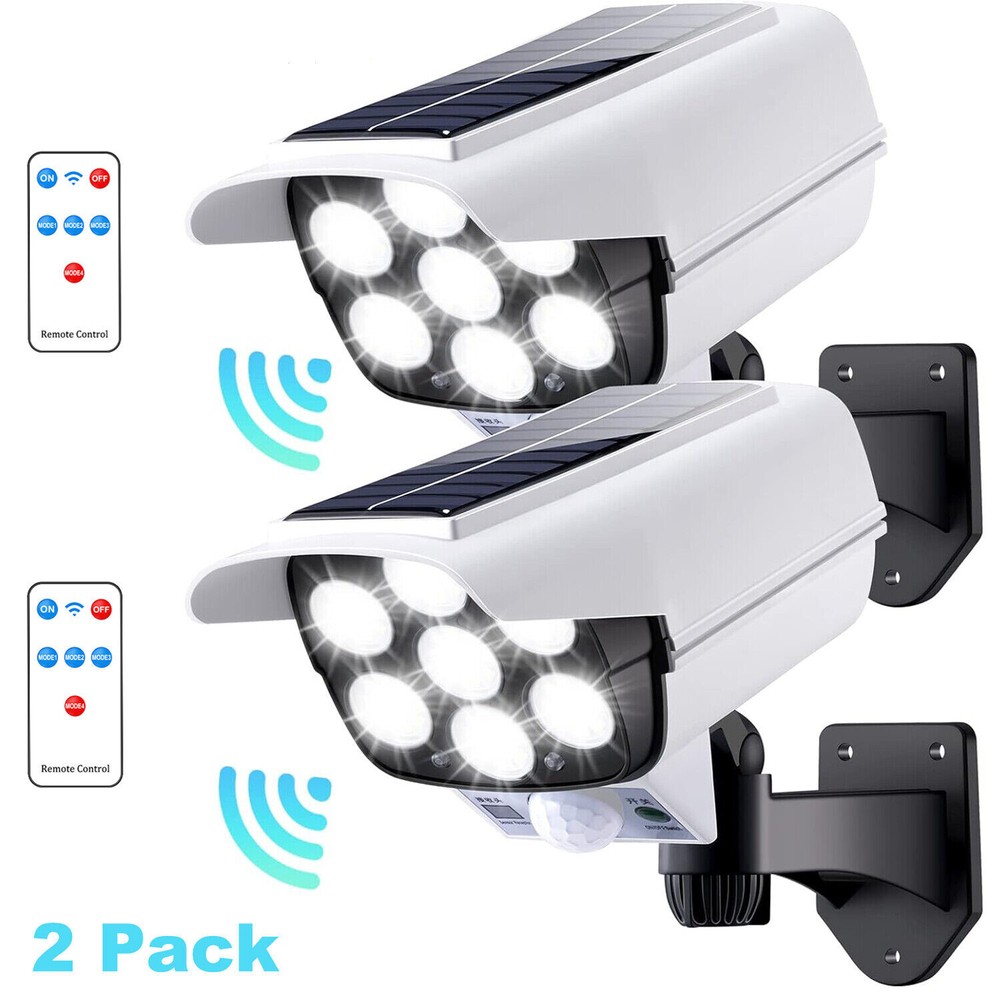 2x Solar Motion Sensor Lights Outdoor Wireless 77 LED Flood Security Spotlights