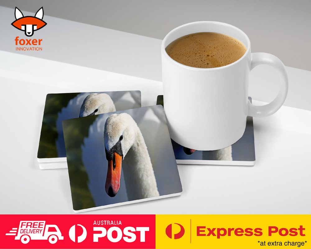 COASTER COFFEE DRINKING MAT|BEAUTIFUL WHITE SWAN BIRD #21
