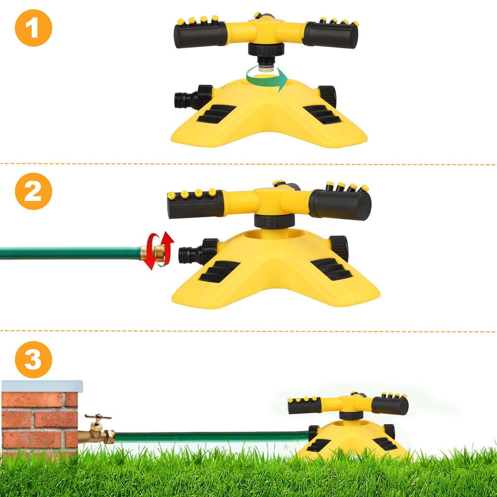 360° Rotating Lawn Sprinkler System Grass Automatic Watering Spray Irrigation US