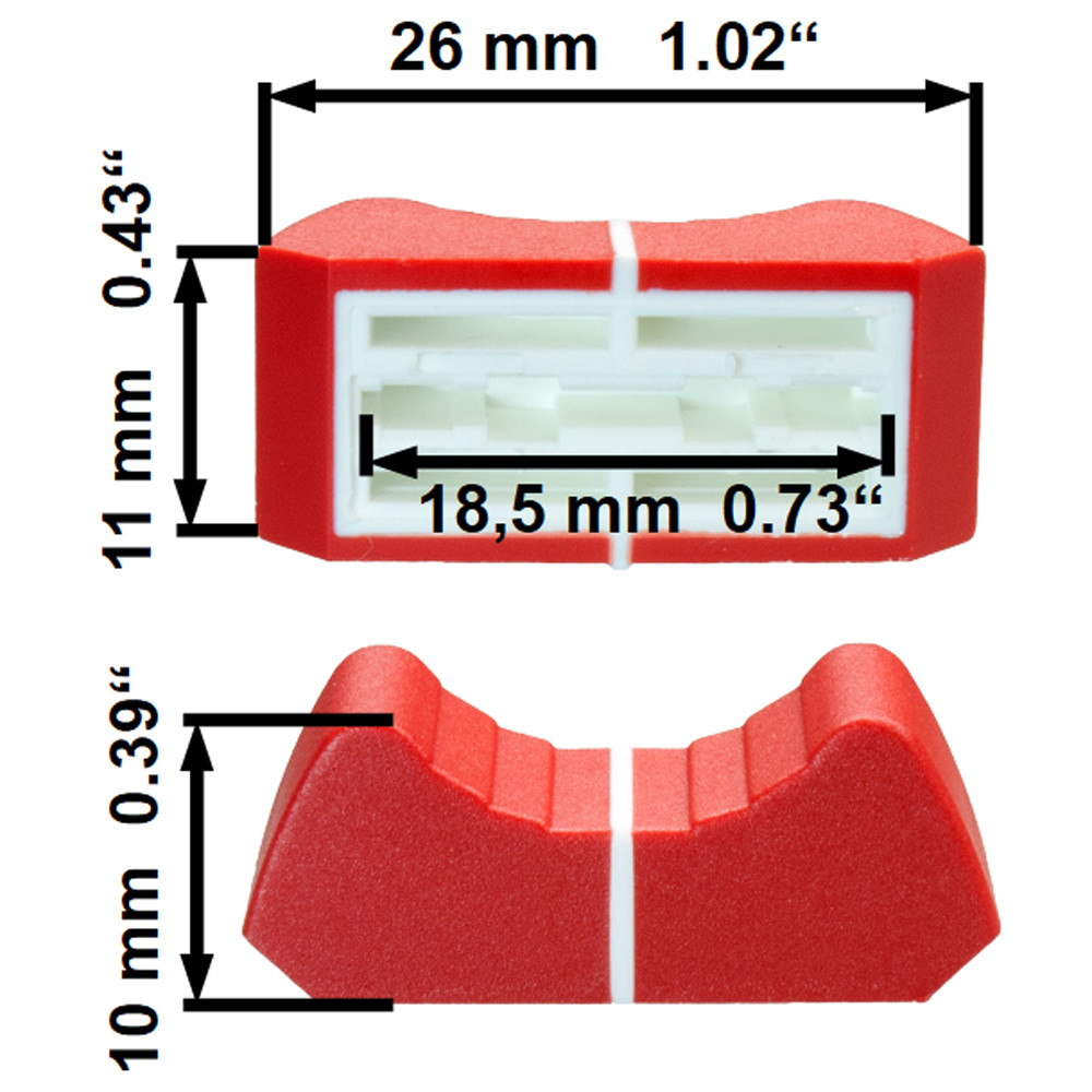Sifam 6x FADER KNOBs CAPs RED fit 18.5 mm slide potentiometer replacement pot