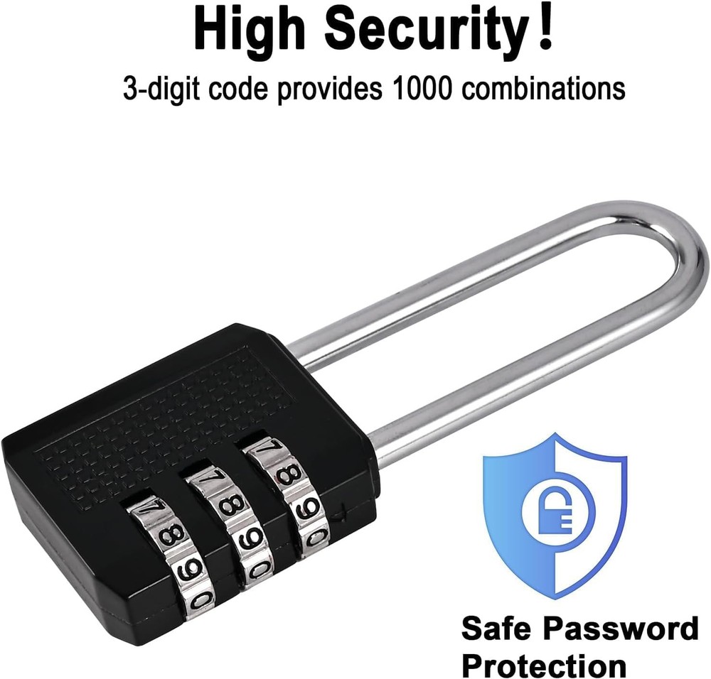 3 Digit Small Combination Locker Lock, 2.2 in Long Shackle Padlock Combinatio...