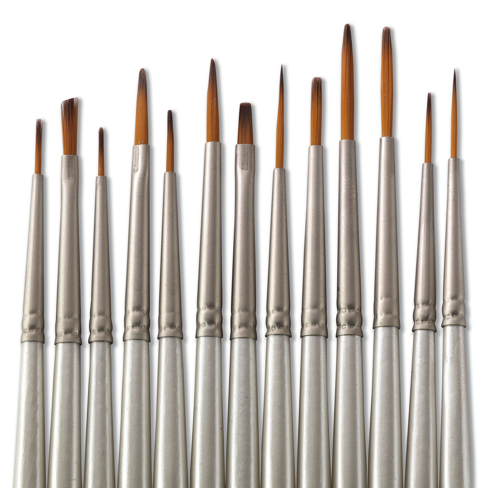 Jerry Q Art 13 Pcs Detail Paint Brushes, Double Color Short handles, Brown