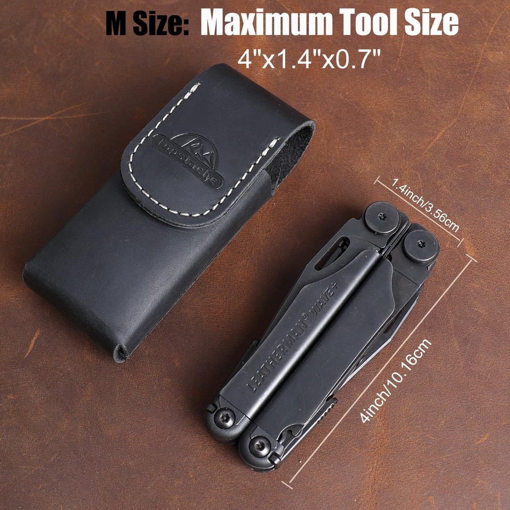 Topstache Leather Multitool Sheath for Belt - Holster Medium, Black