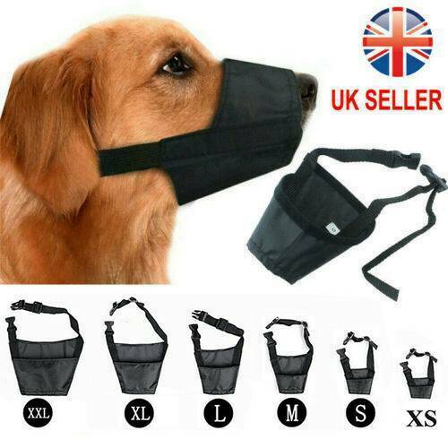 Adjustable Nylon Dog Safety Muzzle Muzzel  Biting Barking Chewing All Sizes
