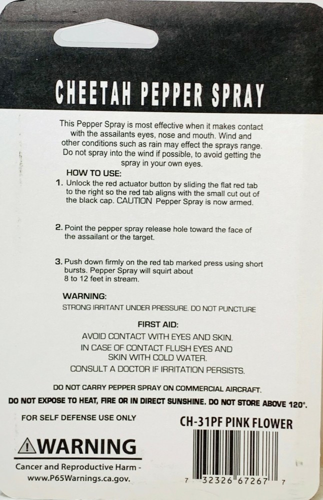 Cheetah Pepper Spray Maximum Strength W-Leather Case Self Defense Security Pink