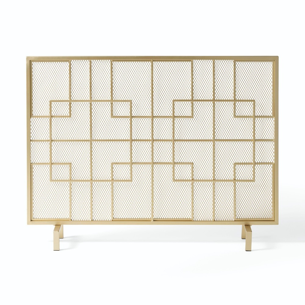 Bonita Modern Iron Single Panel Fireplace Screen