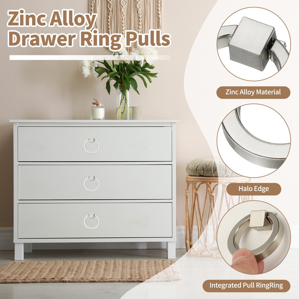 4Pack 1.57" Zinc Alloy Drawer Ring Pull Handles for Cupboard Brushed