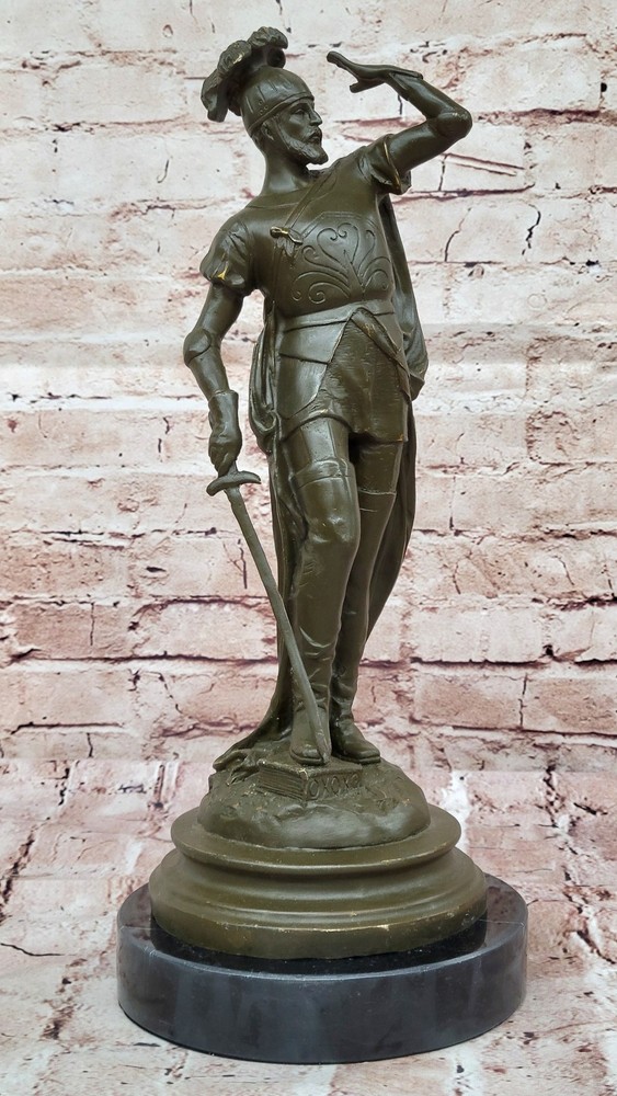 Historic Spanish Conqueror Warrior Bronze Sculpture Statue by E. Drouot Statue